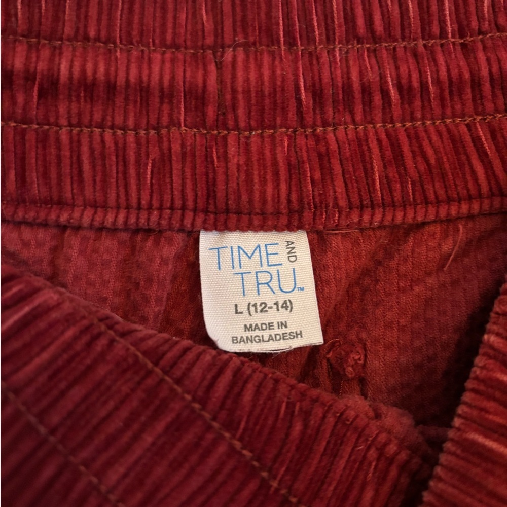 Time and Tru Women's Rich Red Corduroy Pants - Picture 2 of 3